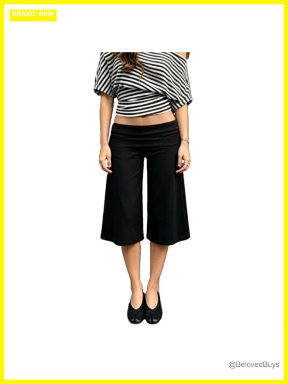 KMBANGI Women Gaucho Pants Fold Over Culottes Wide Leg Capri Comfy Palazzo Yoga